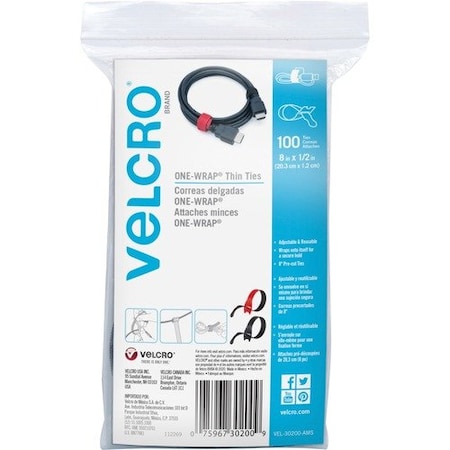 Velcro Brand FASTENER, TIES, 100CT, AST, 100PK VEK30200